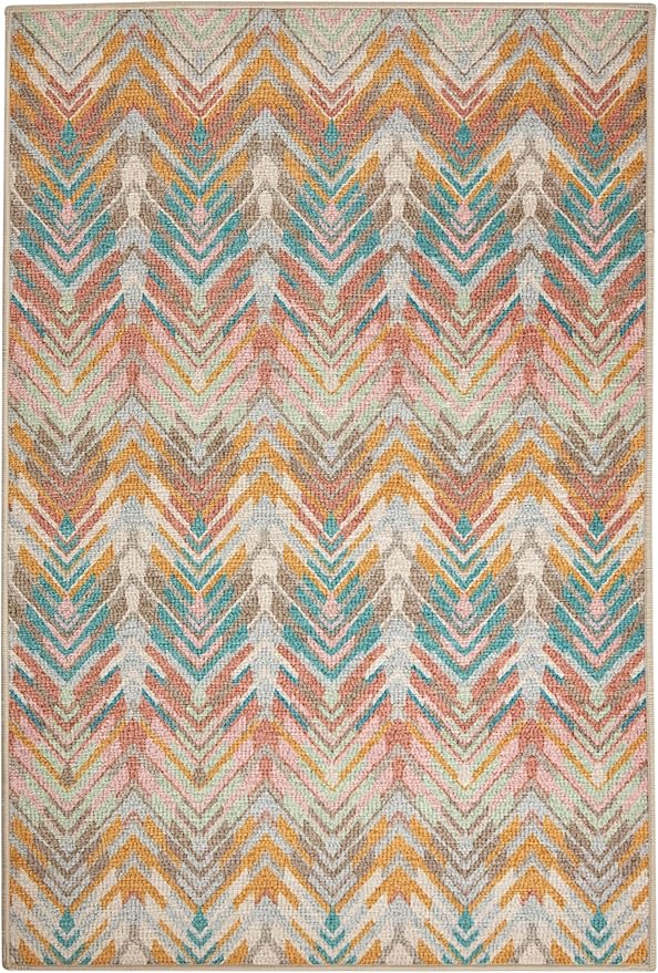Dash & Albert Seneca Blue Machine Washable Rug, 7.5 X 9.5 Feet, Multicolored Graphic Pattern
