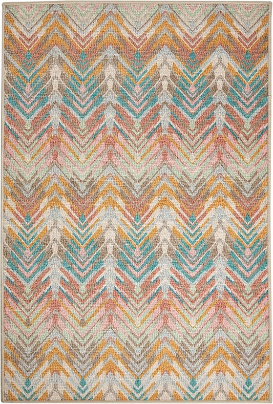 Dash & Albert Seneca Blue Machine Washable Rug, 7.5 X 9.5 Feet, Multicolored Graphic Pattern