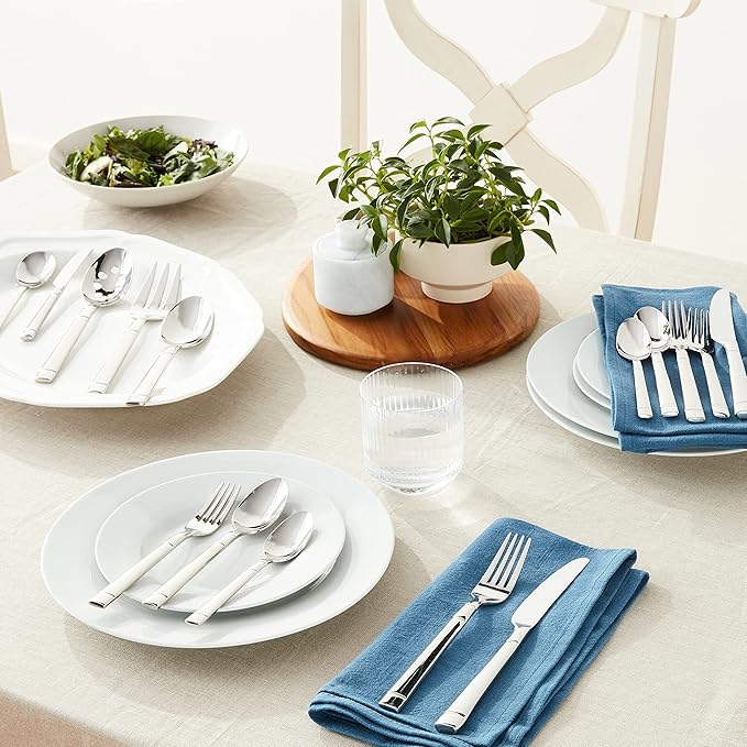 Kate Spade New York Fair Harbor Flatware Set, 18/10 Stainless Steel, 45-Piece