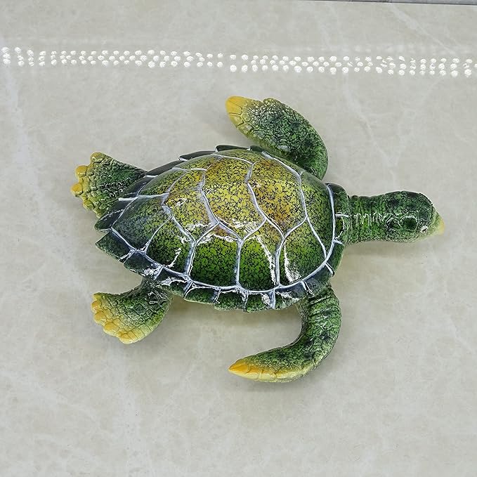 Decorative Resin Sea Turtle Statue. Lovely Baby Seaturtle Figurine. Wild Life Blue Sea Turtle Table Decor. and Gift, Lucky Wealth Feng Shui Seaturtle Figurine (Green1)