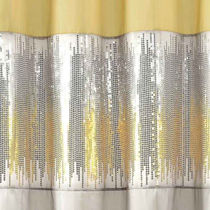 Lush Decor Night Sky Shower Curtain, 72" x 72", Yellow & Gray