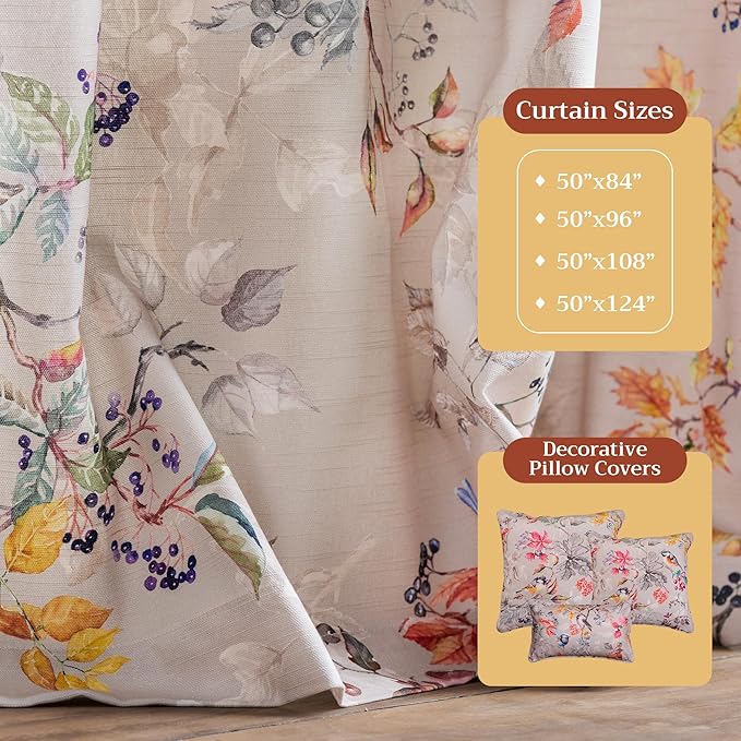 Maison d' Hermine Curtains for Living Room 100% Cotton 108 inch Length One Panel Light Filtering Curtains for Bedroom Windows with Rod and Loop Pockets Drapes (Equinoxe Multicolor, 50" W x 108" L)