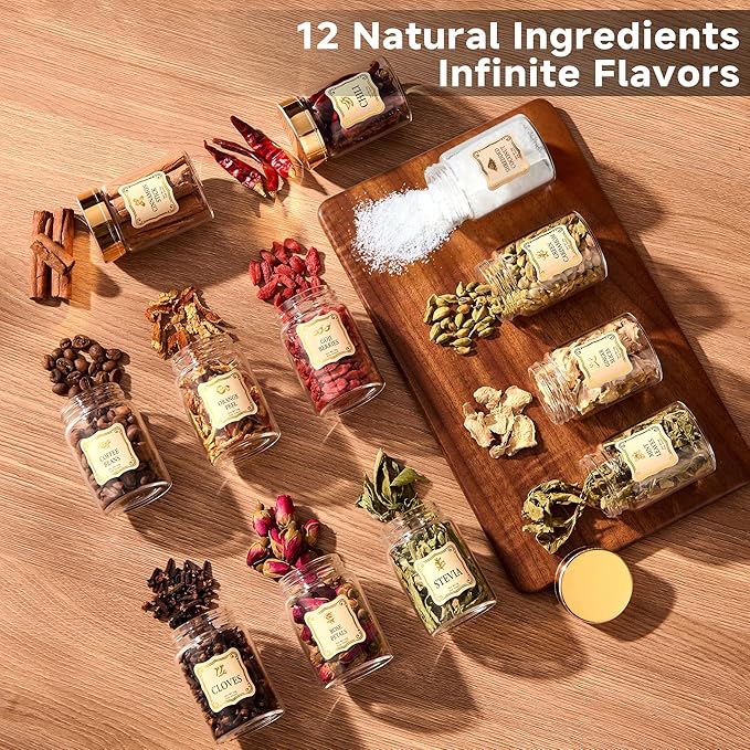 Whiskey Infusion Kit Gifts for Men – 12 Natural Ingredients, Decanter, Infusion Jar, Glass, Ice Mold – DIY Whiskey, Bourbon, Rum & Cocktail Infusion Set for Him, Dad, Husband