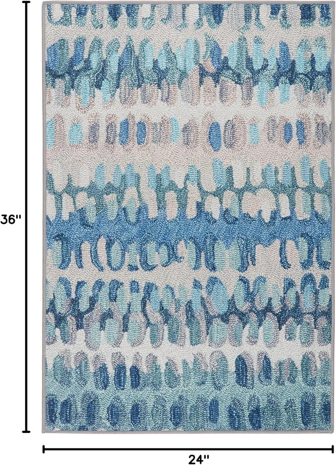 Dash and Albert Paint Chip Machine Washable Area Rug - 2' x 3' Blue - Geometric Accent Rug - Anti-Slip Backing, Lightweight, Machine Washable, High Traffic Areas Kitchen, Mudroom, Laundry Room