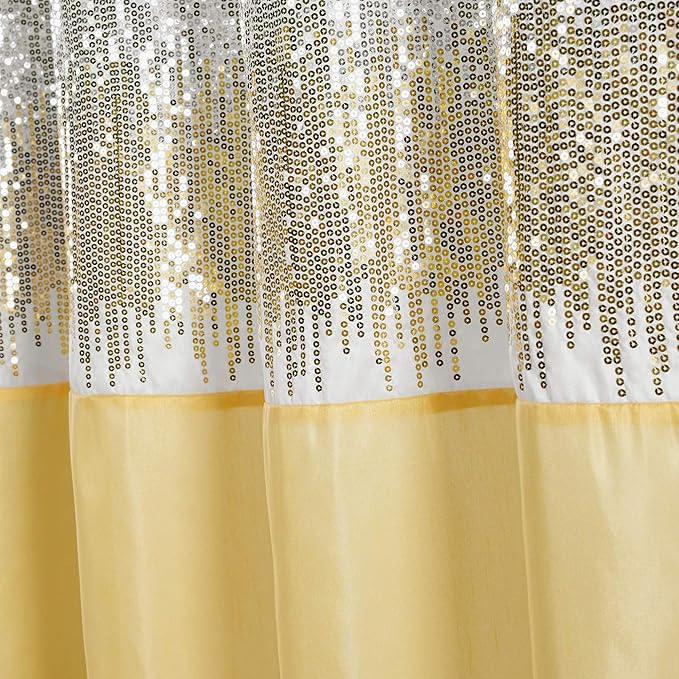 Lush Decor Night Sky Shower Curtain, 72" x 72", White & Yellow