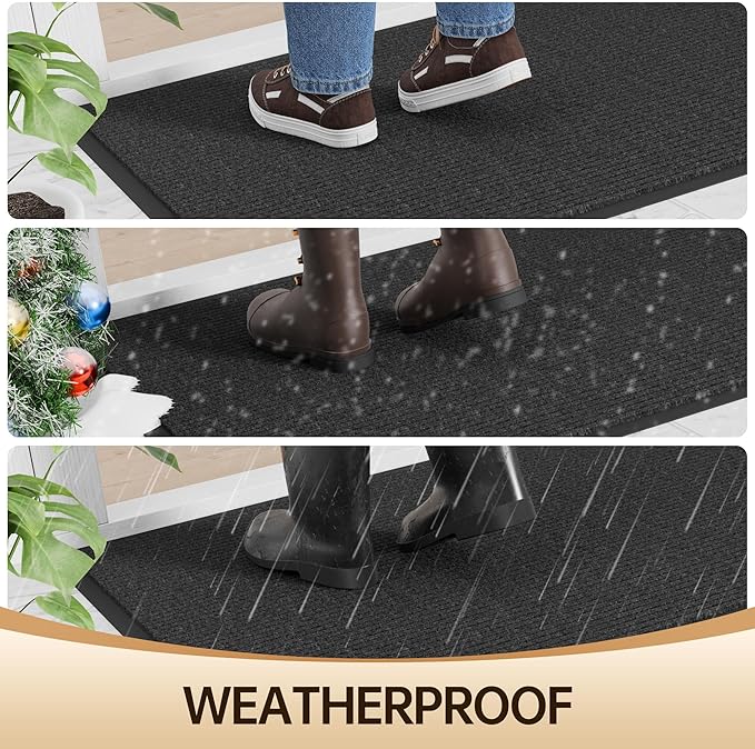 Amyracel Front Door Mat Indoor Outdoor Entrance, 24" x 72" All-Season Waterproof Doormat for Enterway, Heavy Duty Commercial Floor Mat, Fade Resistant, Rubber Back, Low Profile, Easy Clean