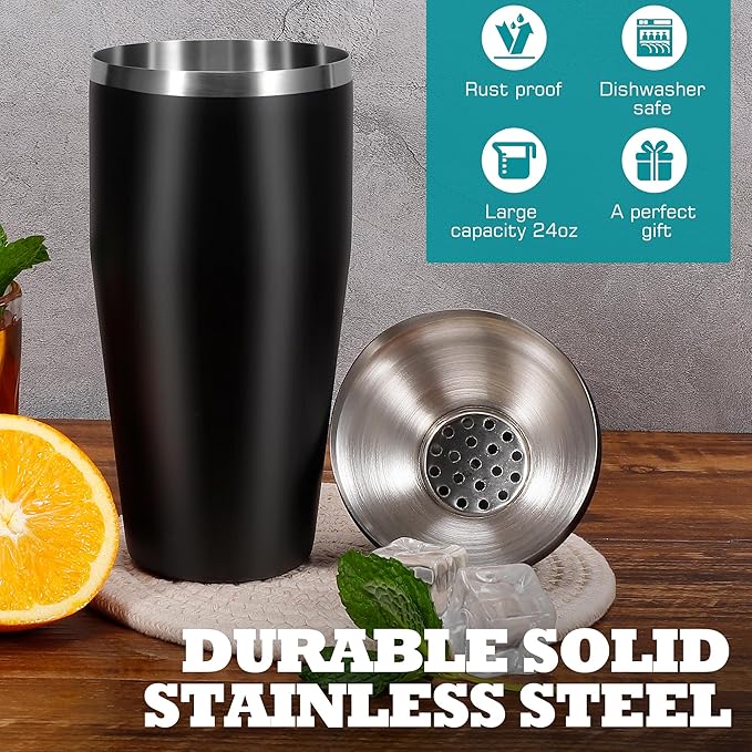 Cocktail Shaker Set - 12-Piece Complete Bartender Kit for Home Bar and Cocktail Making - Includes Cocktail Shaker, Bar Tools, and Barware Tool Sets