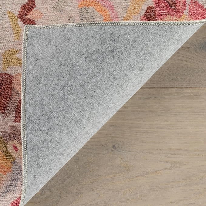 Dash & Albert INES Multi Machine Washable Rug, 5 X 8 Feet, Multicolored/Yellow Floral Pattern