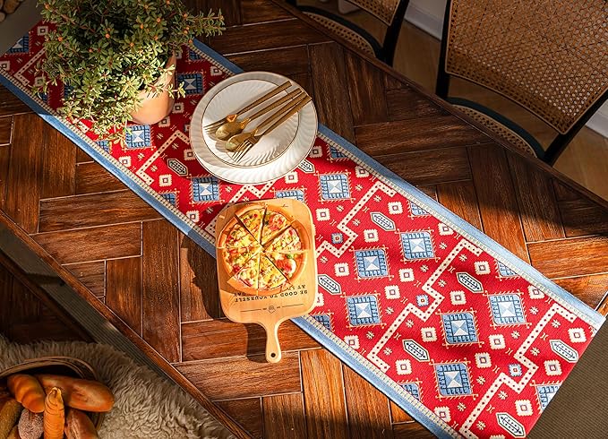 13×72 Inch Table Runner, Retro-Luxury Tassels Series for Kitchen Dining Table Holiday Decoration (Chipset)