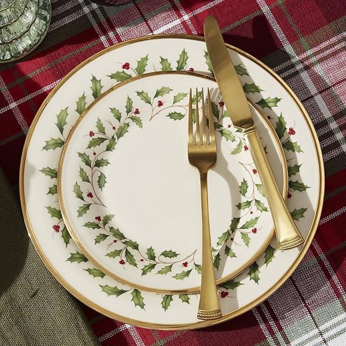 Lenox 893172 Holiday 12-Piece Plate and Bowl Set, Christmas Dinnerware, Hosting