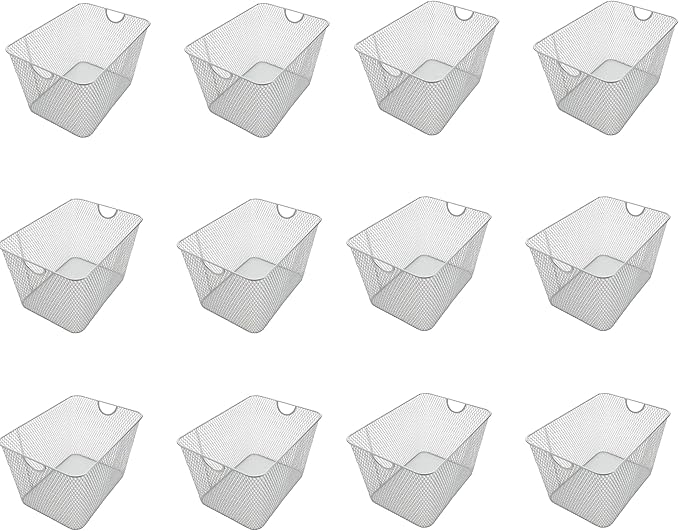 YBM HOME Kitchen Pantry Organizer Wire Baskets for Shelves, Cabinets, Pantry, Countertop, Mesh Open Storage Bin Metal Basket for Organizing Food Supplies, 12 Pack, 15x12x11.5