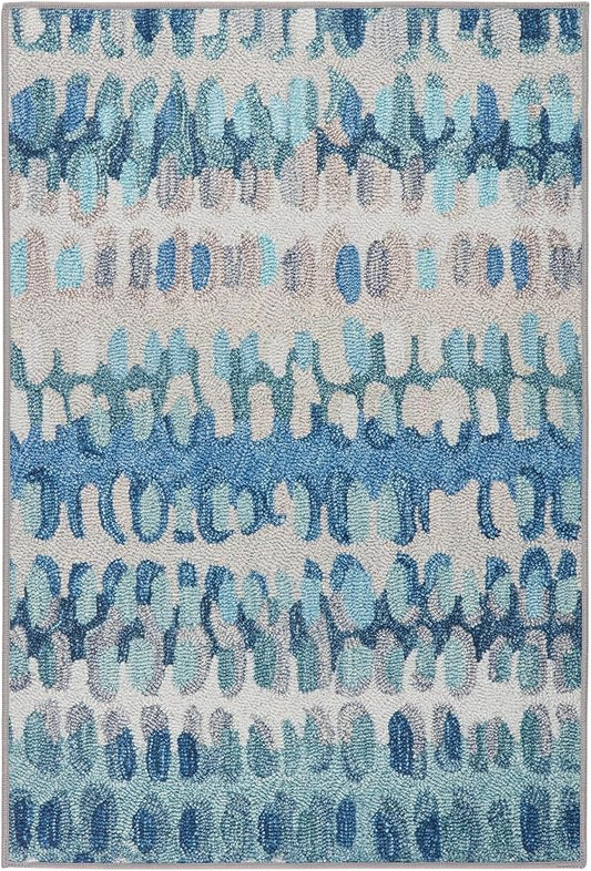 Dash & Albert Paint Chip Multi Machine Washable Rug, 8.5 X 11.5 Feet, Blue/Green Geometric Pattern