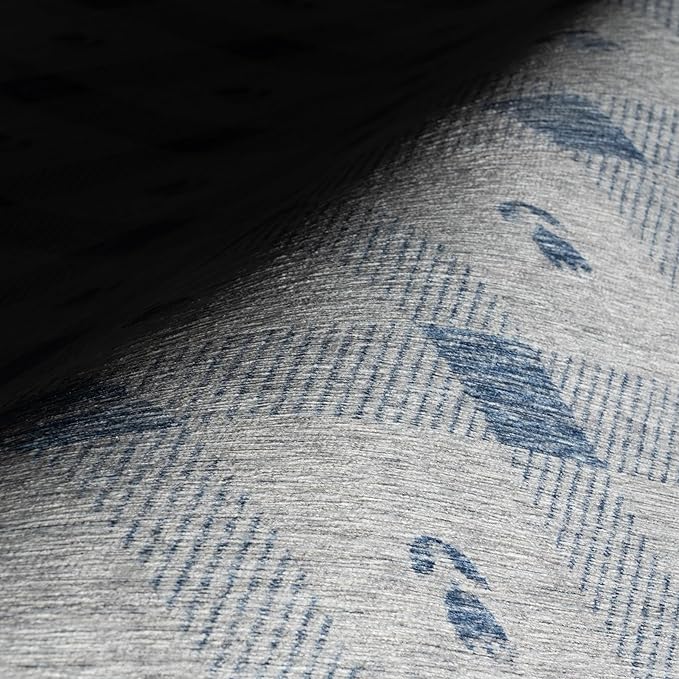 Dash & Albert Valen Plaid Blue Machine Washable Rug, 8.5 X 11.5 Feet, Blue/White Plaid Pattern