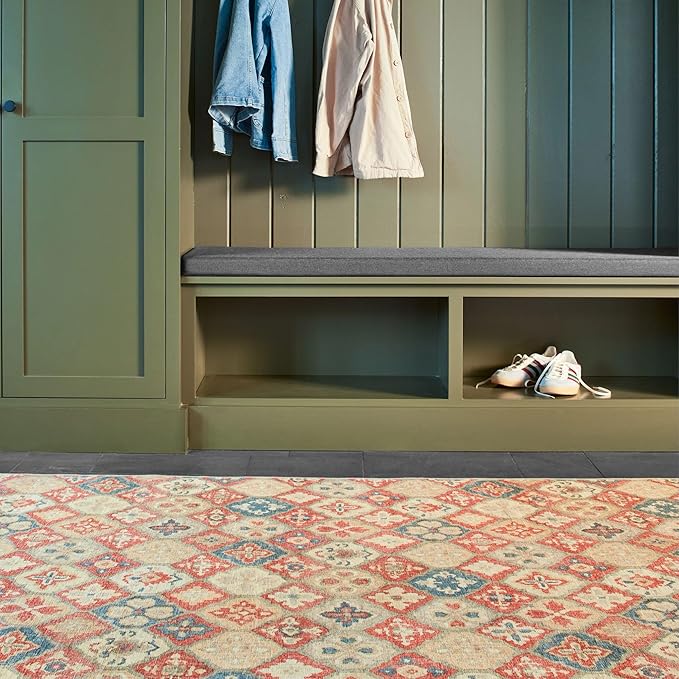 Dash and Albert Pali Machine Washable Area Rug - 2' x 3' Multicolor - Geometric Accent Rug - Anti-Slip Backing, Lightweight, Machine Washable, High Traffic Areas Kitchen, Mudroom, Laundry Room