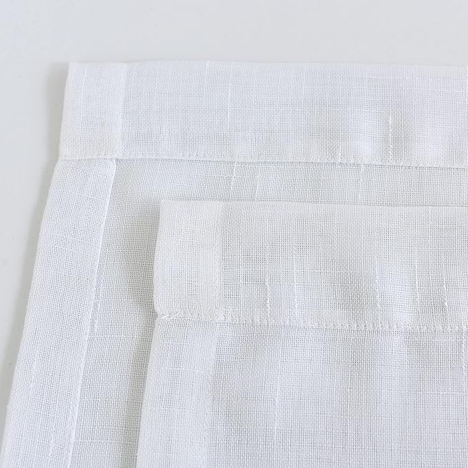 Randall Linen Sheer Window Curtain Panel Pairs 108 Inches Extra Long for Living Room with Grommets/Eyelets Rustic Window Treament Drape Set Bedroom Farmhouse- 54x108 Inch, 2 Panels, Snow White