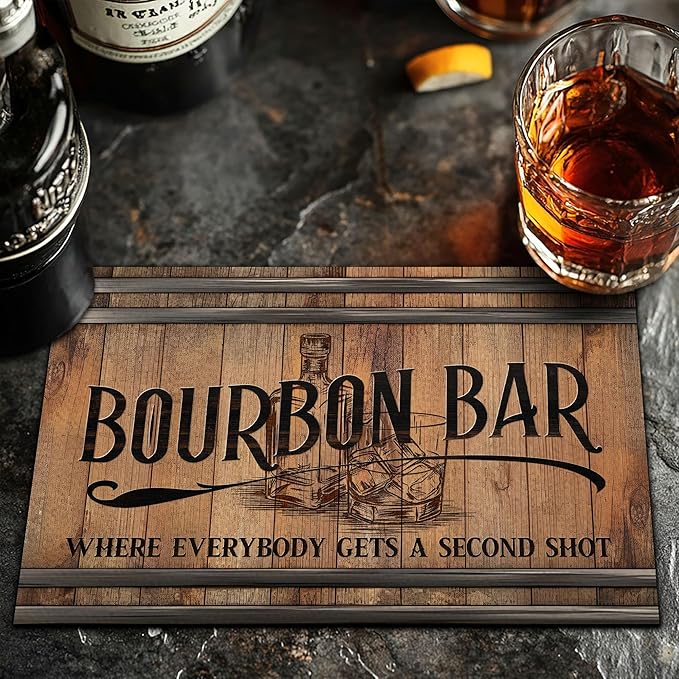 Rustic Home Bar Mat, Bar Runner Mat for Countertop, Unique Spill Mat for Your Home Bar, Dish Drying Pad Counter Mat- Home Bar Accessories Drying Mat 12x18inch