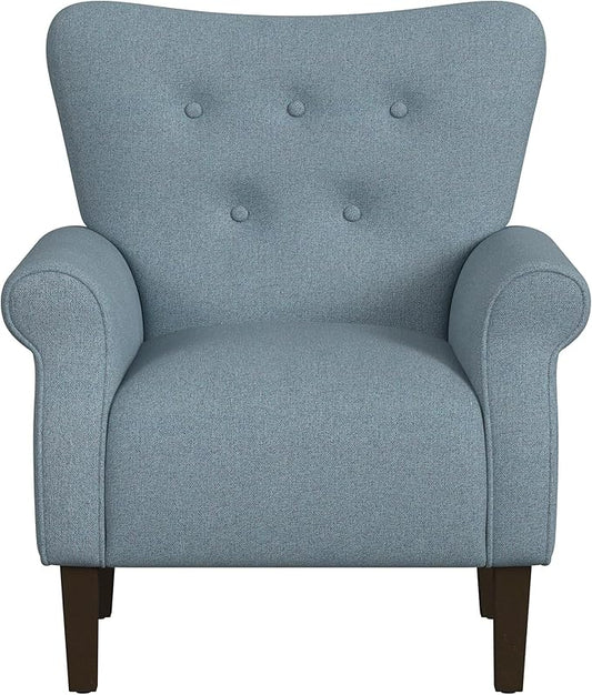 Spatial Order Home Decor | Upholstered Rolled Arm Wingback Accent Chair | Accent Chairs for Living Room & Bedroom | Decorative Home Furniture - Blue Textured Woven