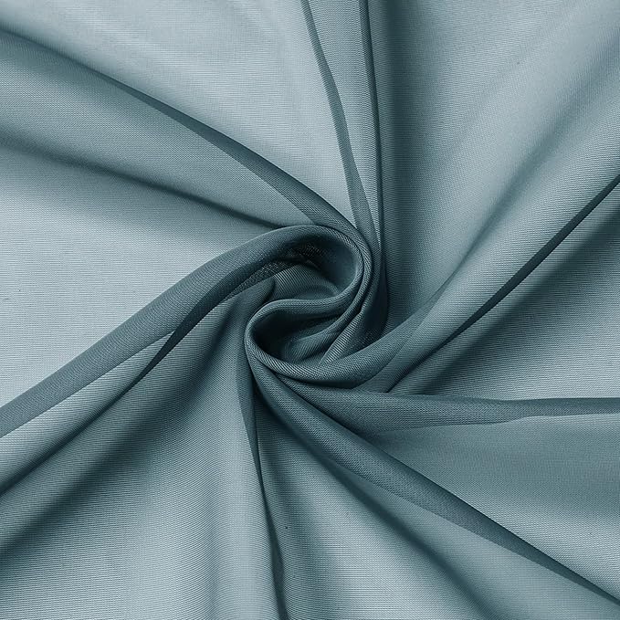 Aiyufeng Dusty Blue Sheer Curtains 36 inches Long, Short Kitchen Window Treatment Solid Sheers Cafe Curtains Bathroom Voile Half Window Curtains 2 Panels, Rod Pocket, 40" Wx36 L