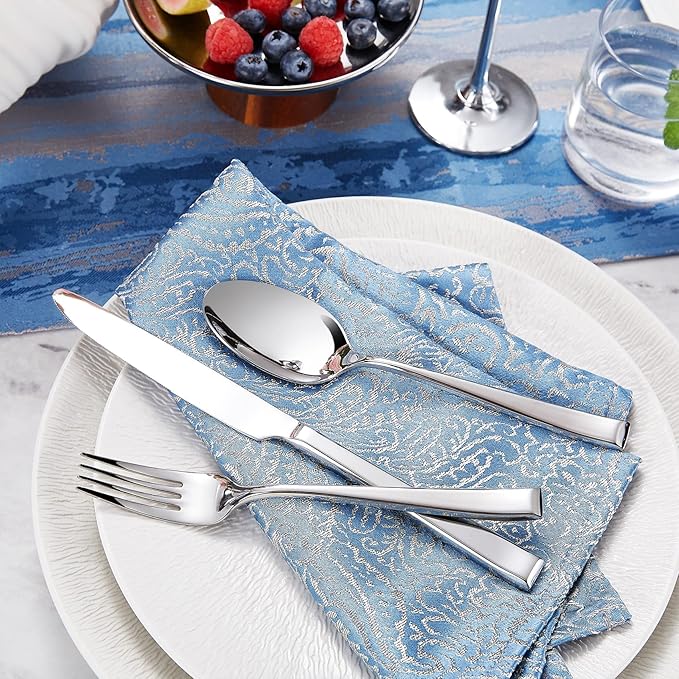 KEAWELL Premium Imperial 20-Piece Silverware Set, Service for 4 – Heavy Duty 18/10 Stainless Steel Flatware, Dishwasher Safe for Elegant Dining and Holiday Hosting (20, Silver)