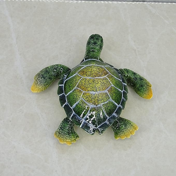 Decorative Resin Sea Turtle Statue. Lovely Baby Seaturtle Figurine. Wild Life Blue Sea Turtle Table Decor. and Gift, Lucky Wealth Feng Shui Seaturtle Figurine (Green1)