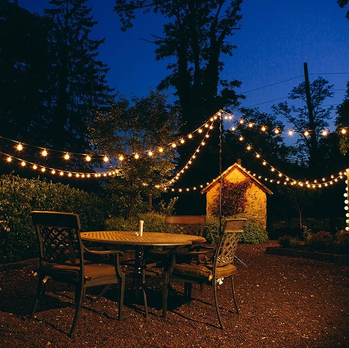 Hometown Evolution, Inc. G40 LED Warm White Outdoor Patio String Lights with 0.6 Watt Bulbs (G40 LED 3 Diode - Black Wire, 100 ft)