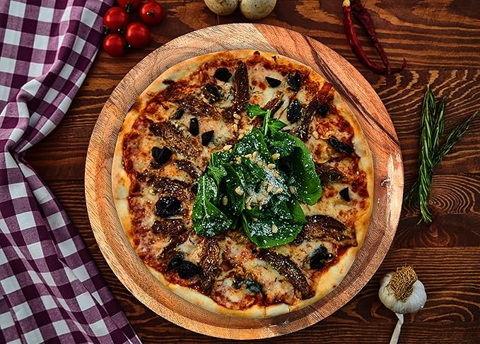 Alpha Living Home Round Wood Chargers Plates 11 Inch Natural Wood Charger Plates Set of 4 - Serving Plates for Dinner, Wedding, Tabletop Decor, Holiday, Party, Baby Shower, Event Decoration (Natural)