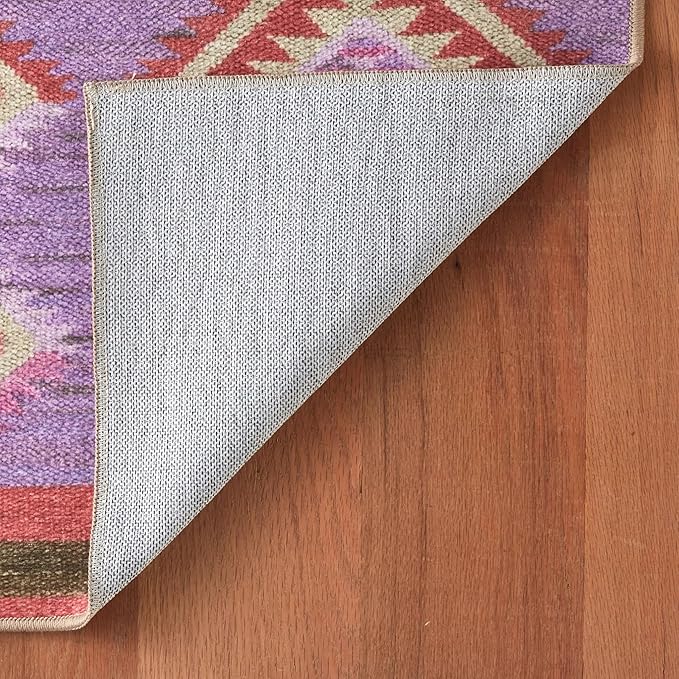 Dash & Albert Rhapsody Spice Machine Washable Rug, 5 X 8 Feet, Red/Purple Graphic Pattern - Premium Luxury Hotel Quality Soft Breathable Hypoallergenic Machine Washable Easy Care All Season