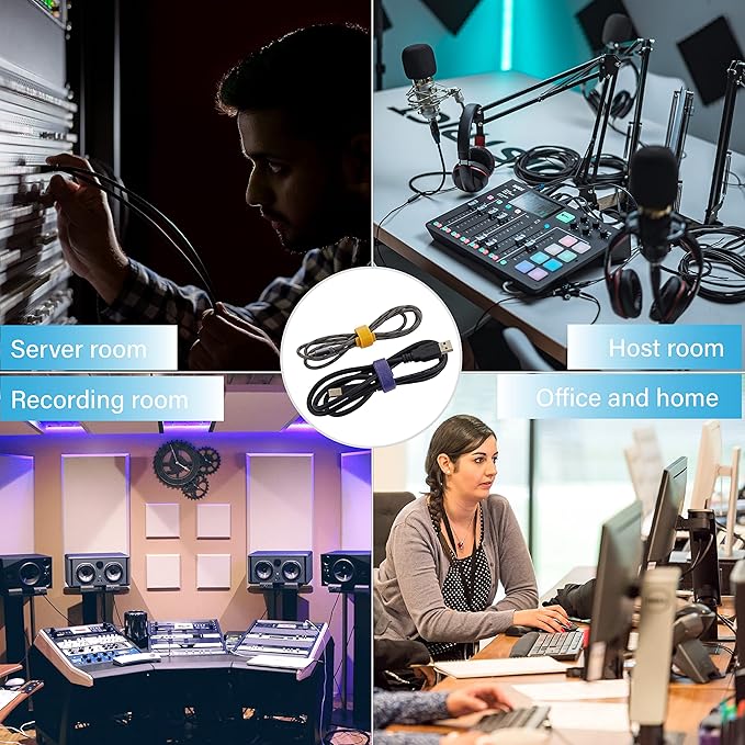 120 PCS Reusable Cable Ties with Hook and Loop, Multi-purpose Adjustable Cable Management Wire Ties Cable Straps for Organizing Home, Office and Data Centers (Black, 4"-6"-8")