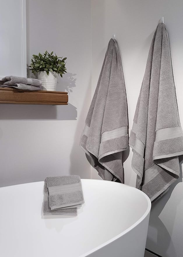 100% Organic Cotton Bath Towel Set | Bathroom Luxury Towel Set of 6 | GOTS Certified | Hotel Premium Towels | 700 GSM | 2 Bath Towel 30 x 56 | 2 Hand Towel 16 x 30 | 2 Wash Cloth 13 x 13 | Dark Gray