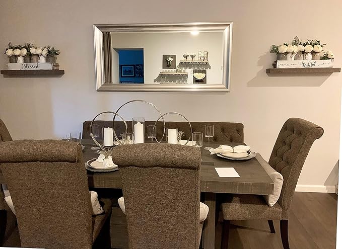 joelsantiques 18 Inch Wooden Floating Shelves for Wall - 18x6x2 in - Made of Natural Wood - Short Heavy Duty Rustic Wall Shelves for Bedroom - Perfect for Bathroom, Kitchen - Grey