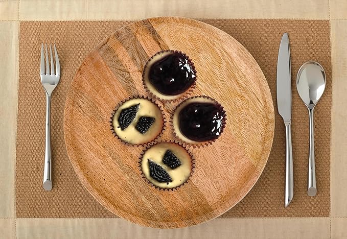 Alpha Living Home 12" Wooden Charger Plates - Set of 2, Elegant & Durable Rustic Dinner Chargers for Weddings, Parties, Receptions, and Special Occasions Table Décor (Natural)