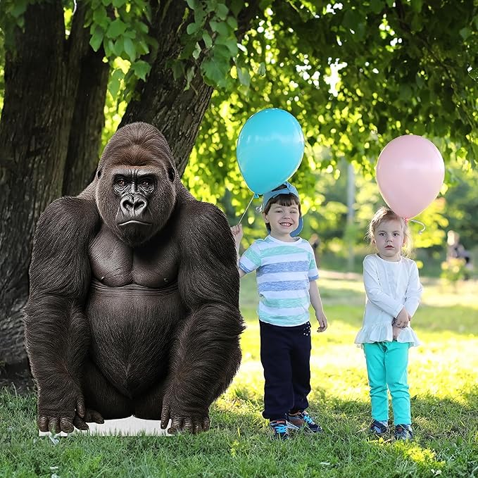 Gorilla Life Size Standee - 4FT Freestanding Coroplast Cutouts | Jungle Animal Standup Photo Booths, Jungle Party, Birthday & Halloween Decorations