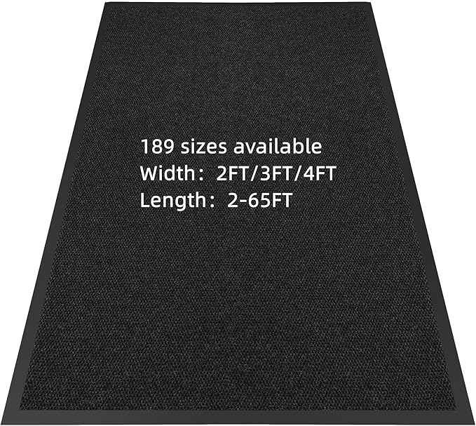 Commercial Front Door Mat 36" x 60" Custom Size,Heavy Duty Waterproof Doormat for Entrance, Rubber Backing Low Profile Indoor Outdoor Mats