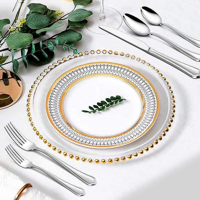 Herogo 10-Piece Silverware Set with Scalloped Edge, Stainless Steel Flatware Cutlery Set for 2, Modern Tableware Eating Utensils Set, Dishwasher Safe, Mirror Polished