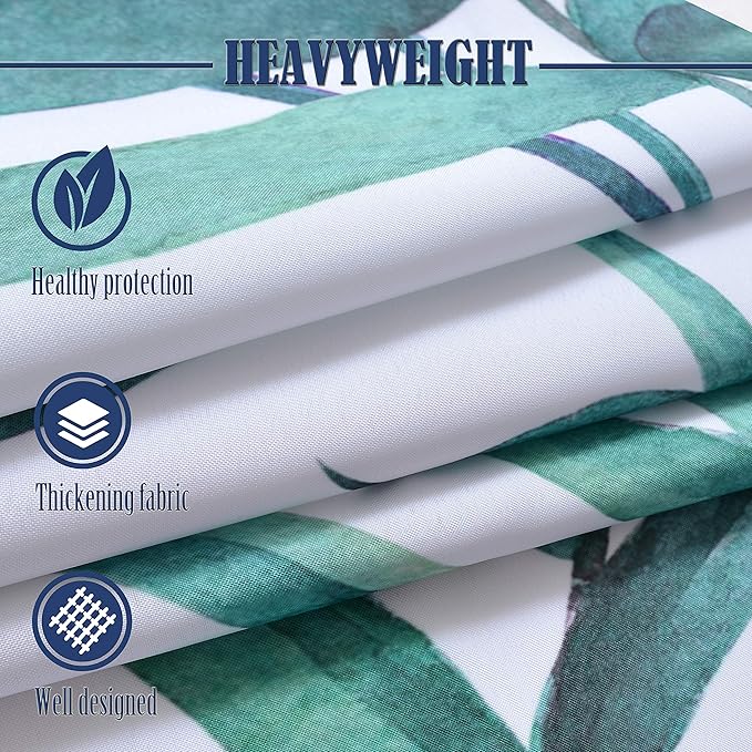 Conbo Mio No Hook Shower Curtain with Snap in Liner Set, Hotel Luxury Shower Curtains for Bathroom with See Through Top Window, Waterproof, Washable 71W x 74H Leaf