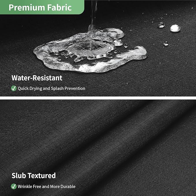 Black No Hook Shower Curtain with Snap-in Fabric Liner Set,Slub Textured Fabric Shower Curtains for Bathroom,Hotel Style Modern Shower Curtain,Water Repellent & Washable,71x74(72)