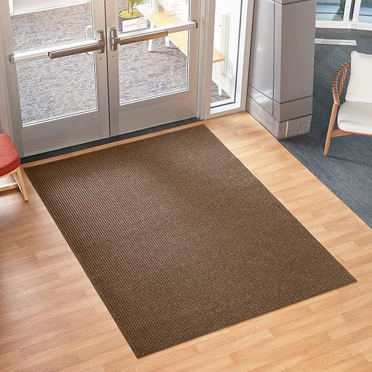 Consolidated Plastics Aquasorb Classic Indoor/Outdoor Entrance Floor Mat with Non-Slip Rubber Backing, Fabric Border, Stain Resistant and Quick Drying Commercial Grade (45" x 96", Dark Brown)