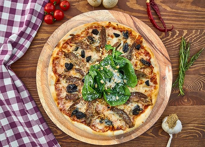 Alpha Living Home 13” Wooden Charger Plates - Set of 2, Handcrafted Round Rustic Dinnerware for Table Décor, Weddings, Thanksgiving, Parties, and Everyday Dining (Natural)