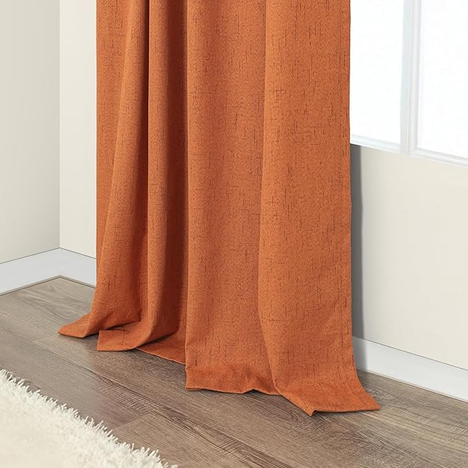 Burnt Orange Blackout Curtains for Living Room 108 Inches Long 2 Panels Back Tab Thermal Black Out Window Drapes for Bedroom Patio Sliding Glass Door Vertical Blinds Home Office Farmhouse Decor 52x108