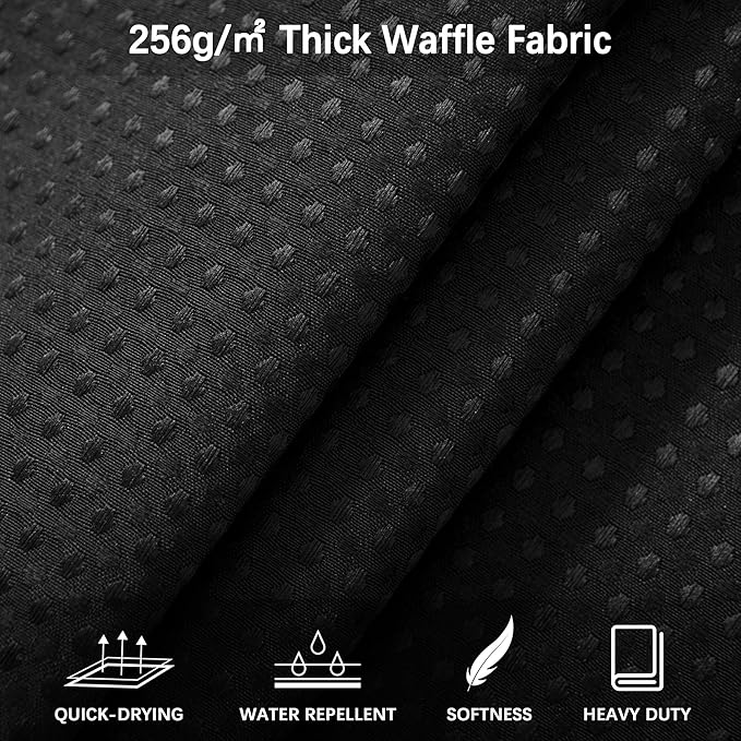 90 inch Long Waffle Textured Fabric Shower Curtains, 256GSM Heavy Duty Weighted Shower Curtain, Hotel Quality Luxury Polyester Bathroom Curtain with 12 Hooks, 72Wx90H