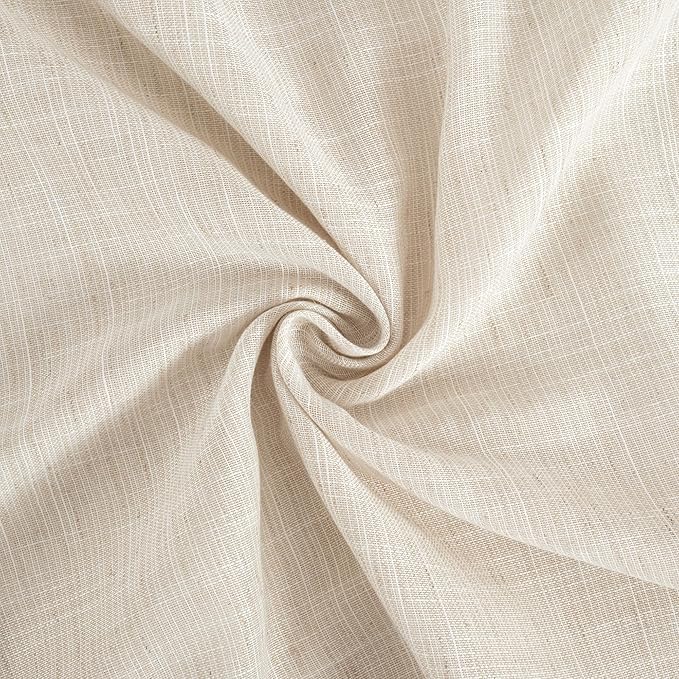 BGment Linen Curtains 45 Inch Length for Short Window - Oatmeal Rod Pocket Small Drapes Light Filtering for Cafe Bedroom Decorative Lightweight Natural Rustic, 2 Panels Set, 30 X 45 Inch
