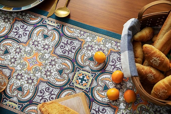 13×72 Inch Table Runner, Retro-Luxury Tassels Series for Kitchen Dining Table Holiday Decoration (Saliera)