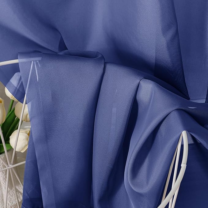 Aiyufeng Royal Blue Sheer Curtains 84 Inches Long 2 Panels Set, Semi Transparent Voile Rod Pocket Blue Sheer Window Drapes for Bedroom Bed Canopy Dining Wedding Party Backdrop, 40W x 84L inch