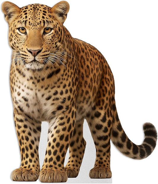 Leopard Life Size Standee - 4FT Freestanding Coroplast Cutouts | Safari Animal Standup Photo Booths, Jungle Party, Birthday & Halloween Decorations