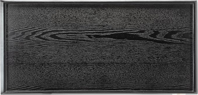 36 x 22 Inches Extra Large Solid Wood Serving Tray for Tea Coffee Table Snack Food Meals Serving Plate Kitchen Party Bar Breakfast Server with Raised Edges Black Wooden Decorative Ottoman Tray