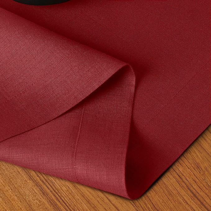D'Moksha Homes Linen Red Table Runner 48 Inches - 100% Pure Linen Table Runner 14 x 48 Inch for Coffee Tables, Dresser, Fall, Autumn and Halloween - Machine Washable