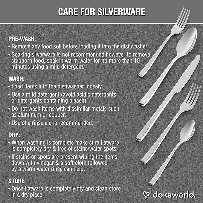 Modern Design Polished Flatware, Silverware Set for 8 persons, 40 Piece - Spoons, Forks, and Knives 18/10 Stainless Steel, Dishwasher Safe