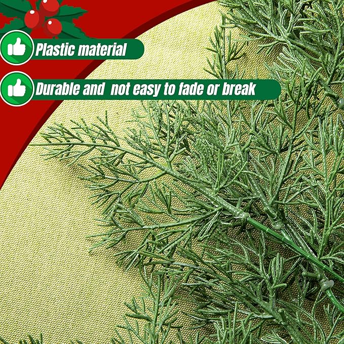 9.8 Ft Realistic Touch Norfolk Pine Garland, Greenery Artificial Pines Cypress Garland, Fake Christmas Pine Garlands for Xmas Table Mantle Fireplace Window Home Indoor Outdoor Decoration