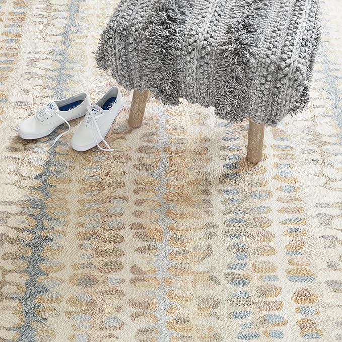 Dash & Albert Paint Chip Multi Machine Washable Rug, 9.5 X 13.5 Feet, Multicolored/Natural Geometric Pattern