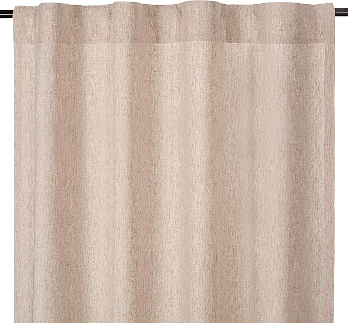 Natural Linen Tab Top Curtains 50x96 inch Set of 2 Panels - Long Flax Drapes for Living Room & Bedroom, Farmhouse Window Curtains, Rustic Linen Drapes for Modern Farmhouse & Boho Style Décor